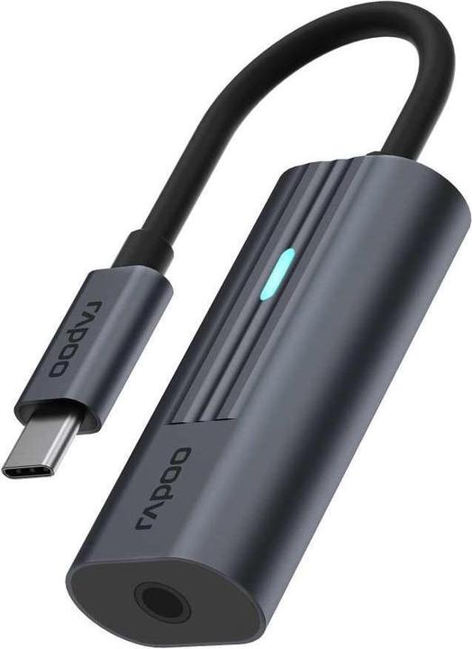 Actual product image Rapoo USB-C adapter, USB-C to 3.5 mm audio, grey