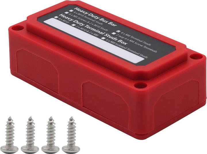 Image du produit Offgridtec BusBar Box Rouge 4 x M8 boulons de connexion, y compris le couvercle et les vis de fixation