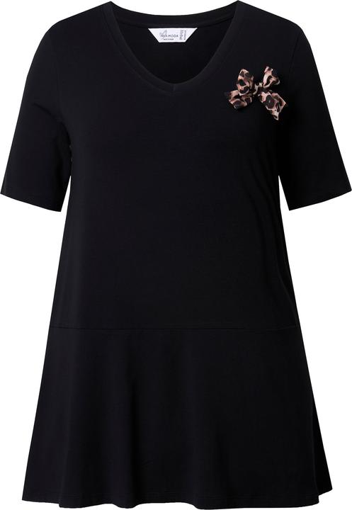 Image du produit Miamoda Damen grosse Grössen T-Shirt, weite A-Linie, abnehmbare Leo-Brosche schwarz 50 840497100-50 (50)