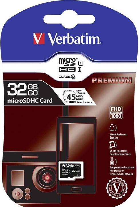 Produktbild Verbatim Micro SDHC Card (32 GB, microSDHC, U1, UHS-I)