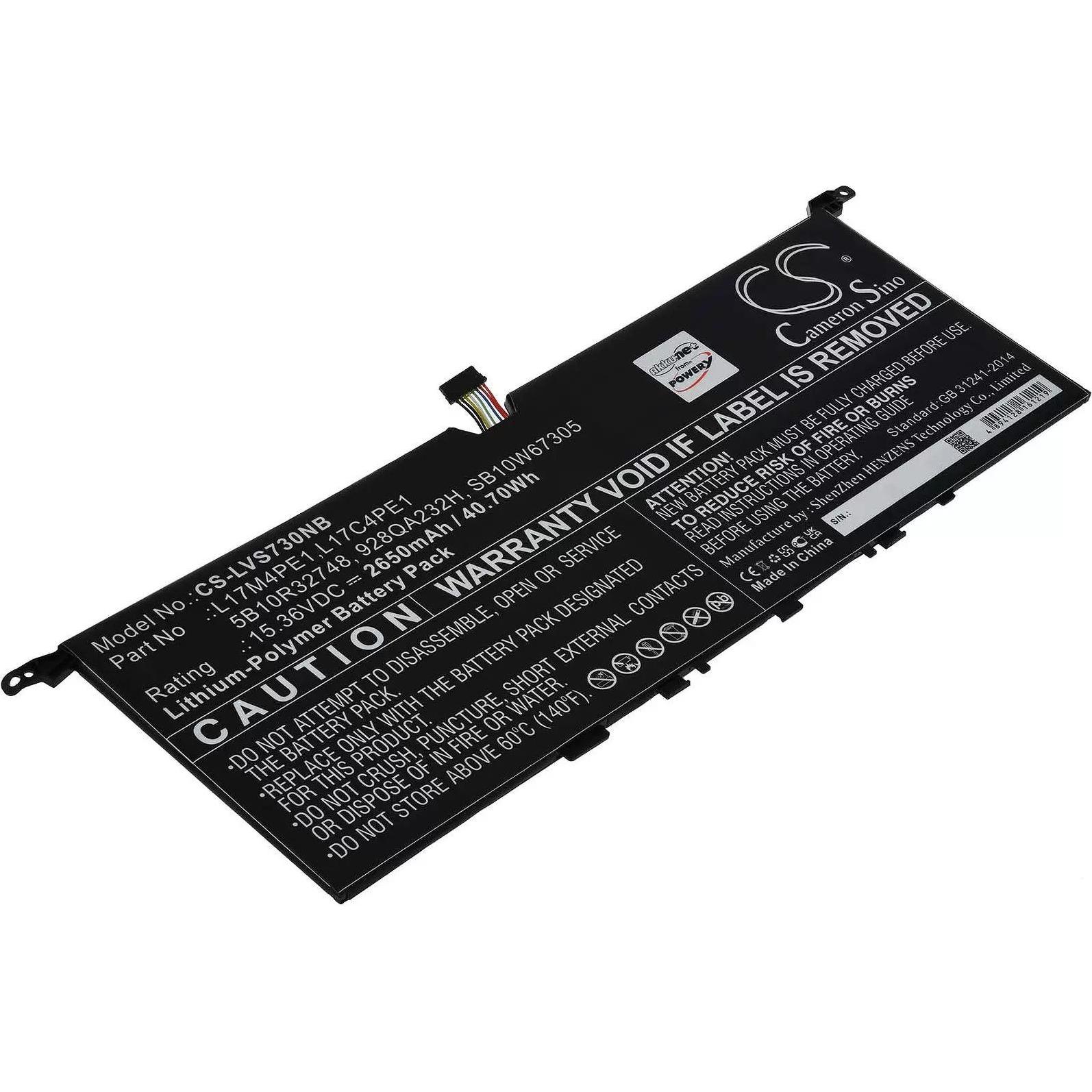 AccuCell Akku passend für Laptop Lenovo Yoga S730, IdeaPad 730S 13, Typ L17C4PE1 u.a. - 15,36V - 2650 mAh (2650 mAh), No...