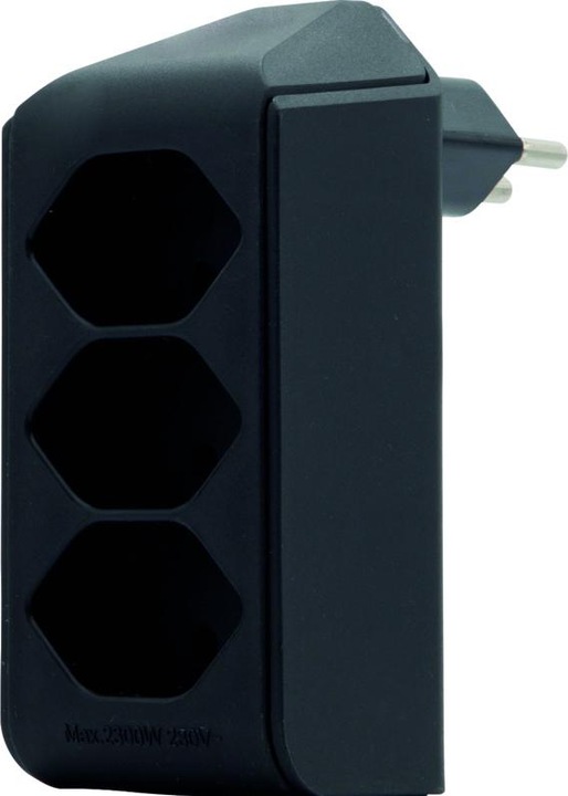 Actual product image Brennenstuhl cleverLINE junction plug 3-way black, rotatable up to 300° (with hanger) *CH* (Type 13, 3 x)