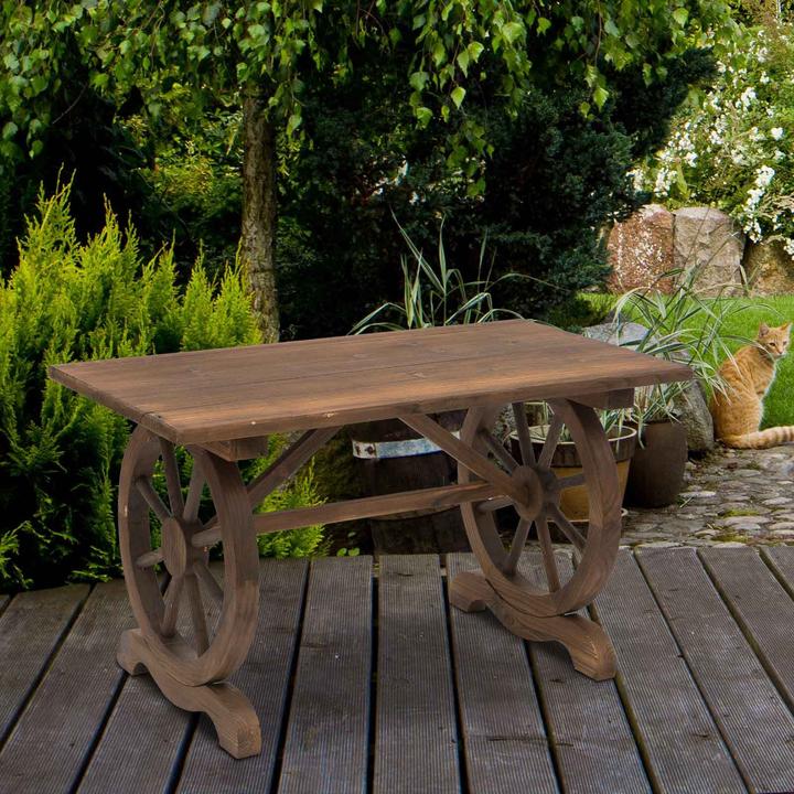 Image du produit Outsunny Table de jardin en forme de roue de chariot (115 cm)