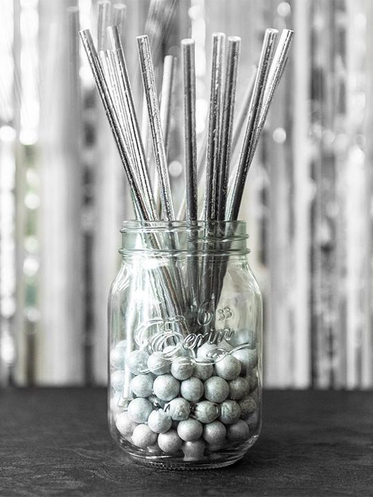 Produktbild Boland Trinkhalme Papier in Silber 20cm 20 Stück (20x)