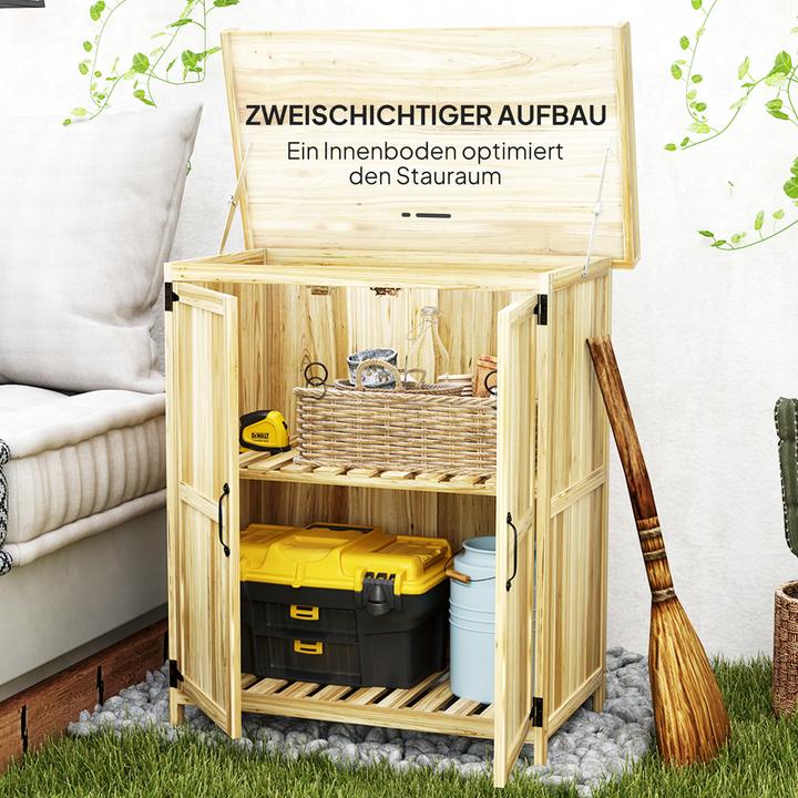 Produktbild Outsunny Gartenschrank Tannenholz, Edelstahl Naturholz