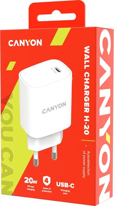 Produktbild Canyon Ladegerät 1xUSB-C 20W Power Delivery white retail (20 W)