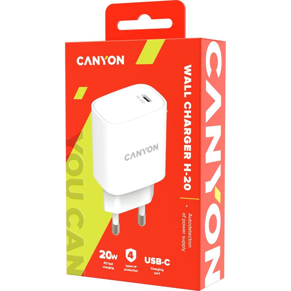 Thumbnail - Canyon Ladegerät 1xUSB-C 20W Power Delivery white retail (20 W), USB Ladegerät, Weiss