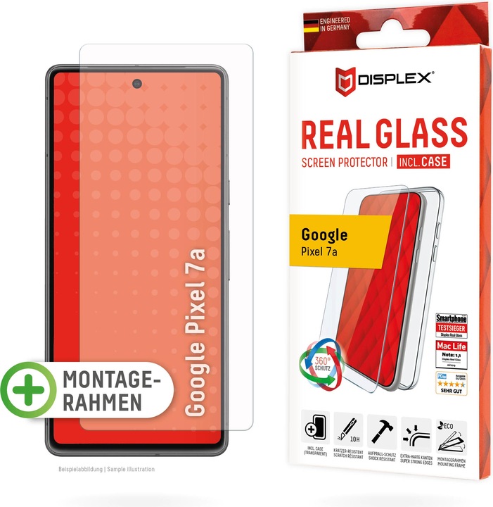 Image du produit Displex Real Glass, 2D Panzerglas + Handyhülle (1 pièce(s), Google Pixel 7a)