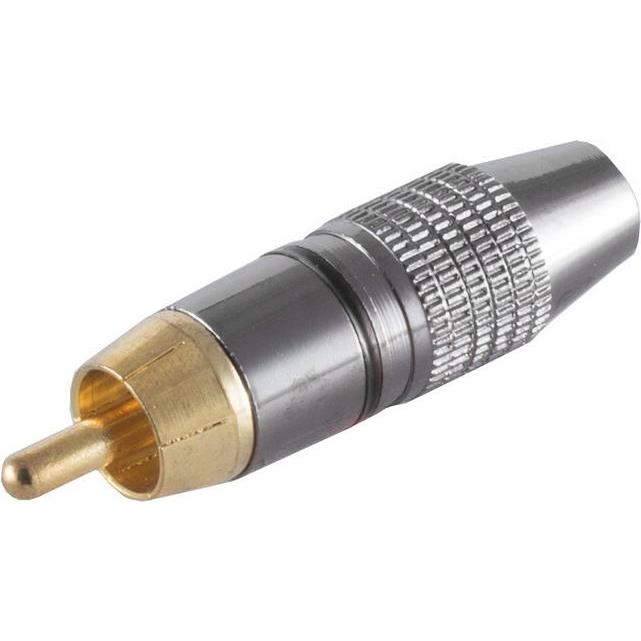 Shiverpeaks BASIC-S Cinchstecker, Metal, alu/schwarz Bronze, vergoldet, im Polybeutel mit Eurolochung, Audio Kabel