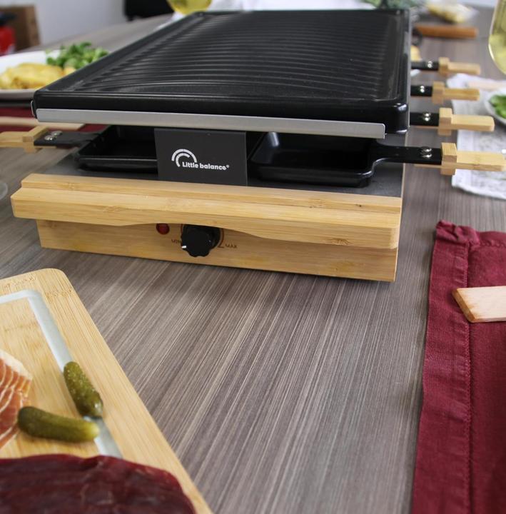 Actual product image Little Balance 8501 Premium bamboo 8 raclette grill 8 people nonstick coating 1200 W real bamboo