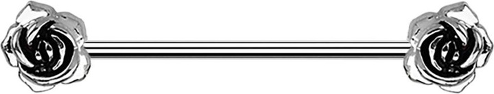 Produktbild Star Piercing Barbell silber mit zwei Rosen (Chirurgenstahl 316L, ohne Messing)