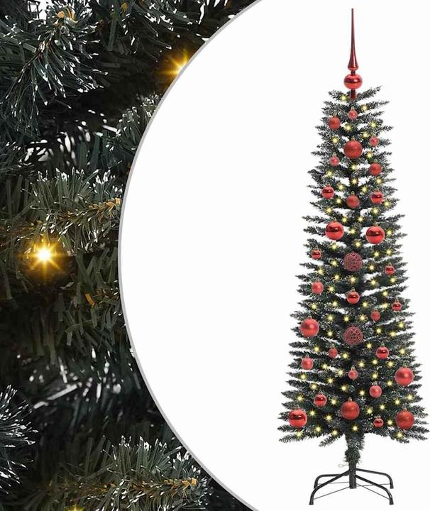 Produktbild vidaXL Künstlicher Weihnachtsbaum Tannenbaum Christbaum Schlank 300 LEDs 180cm (180 cm)