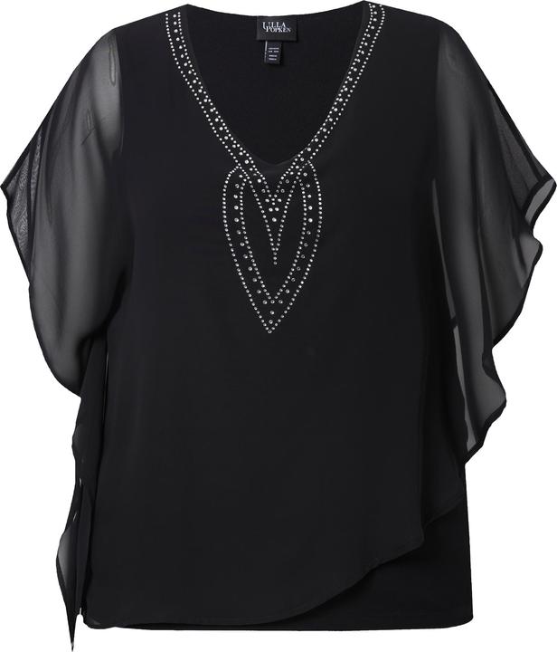 Produktbild Ulla Popken Chiffonbluse, Oversized, V-Ausschnitt, Halbarm (54)