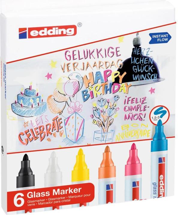 Produktbild Edding Glasboard-Marker (Mehrfarbig, 3 mm, 6 x)