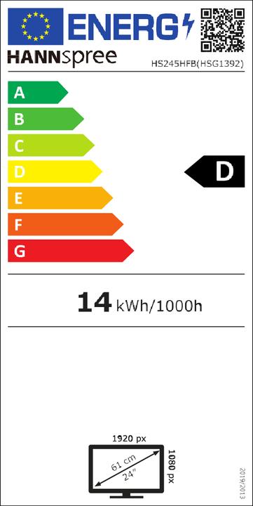 Energy Label Hannspree HS245HFB (1920 x 1080 pixels, 23.80")