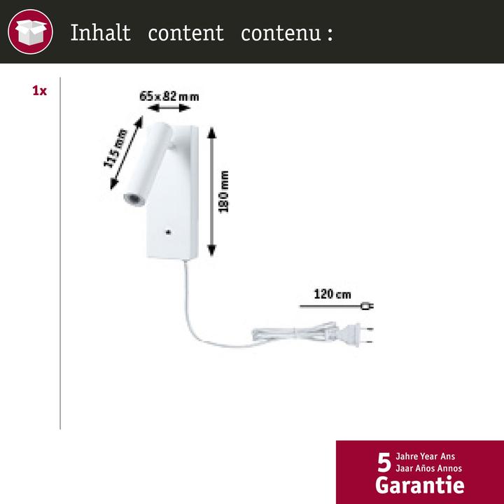 Produktbild Paulmann Wandleseleuchte Hulda (130 lm)