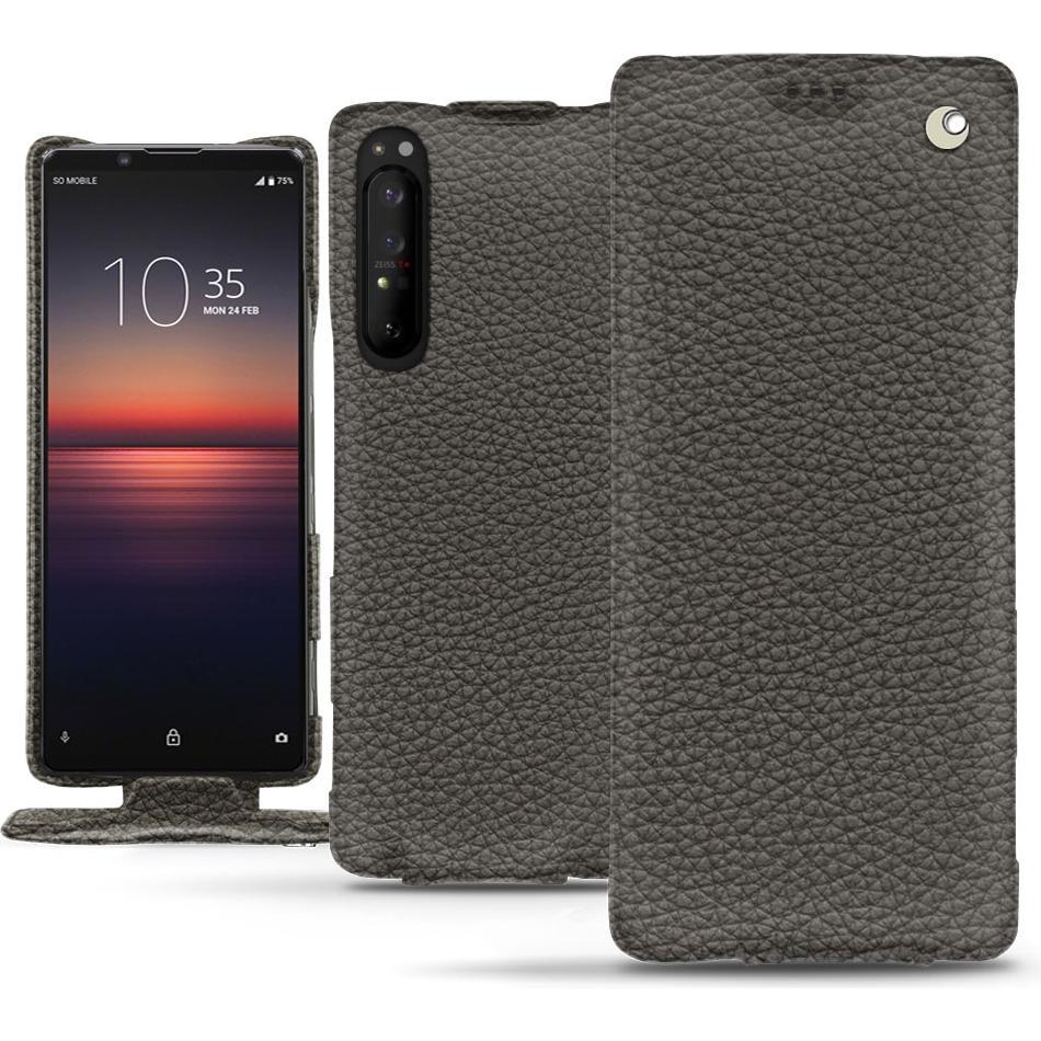 Noreve Lederschutzhülle vertikal (Sony Xperia 1 II), Smartphone Hülle, Grau