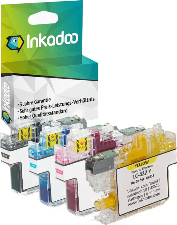 Inkadoo Kompatibel Tinte für Brother LC-422 (M, C, Y, BK)