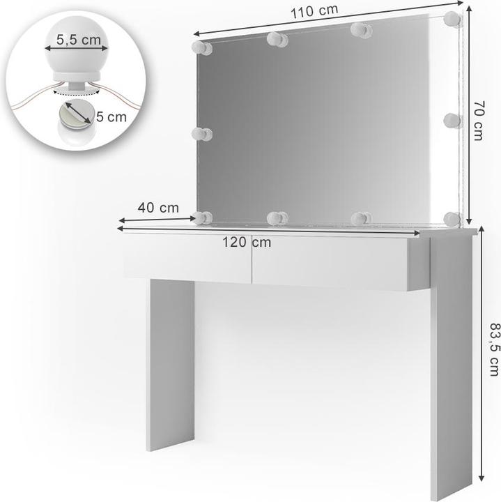 Produktbild Vicco Azur mit LED Beleuchtung (120 x 84 x 40 cm)