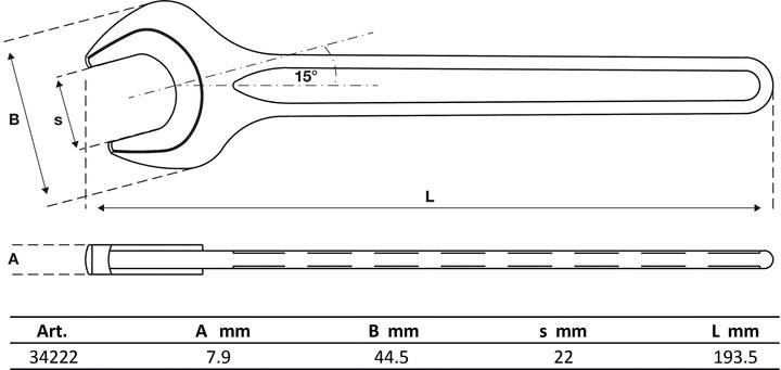 Actual product image BGS Open-end spanner | DIN 894 | SW 22 mm (22 mm)