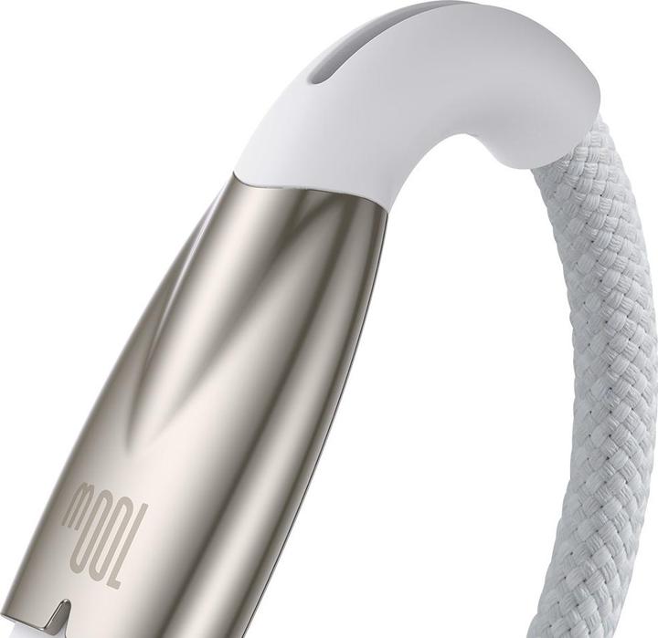 Actual product image Baseus USB cable for USB-C Glimmer Series, 100W, 1m (White) (1 m, USB 2.0, 100 W)