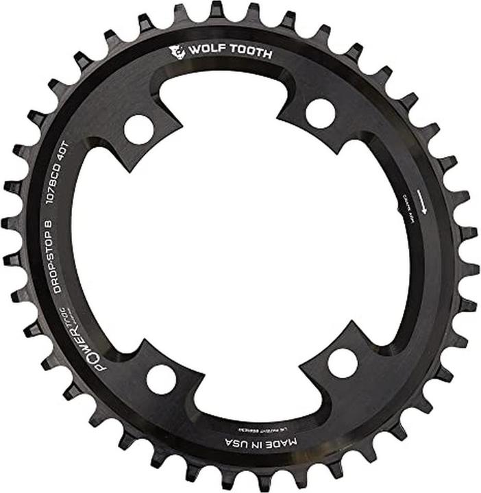 Productafbeelding Wolf Tooth PowerTrac Elliptical Gravel/CX/Road kettingblad, 107 BCD, 4-gaats, 40 t., zwart (40)