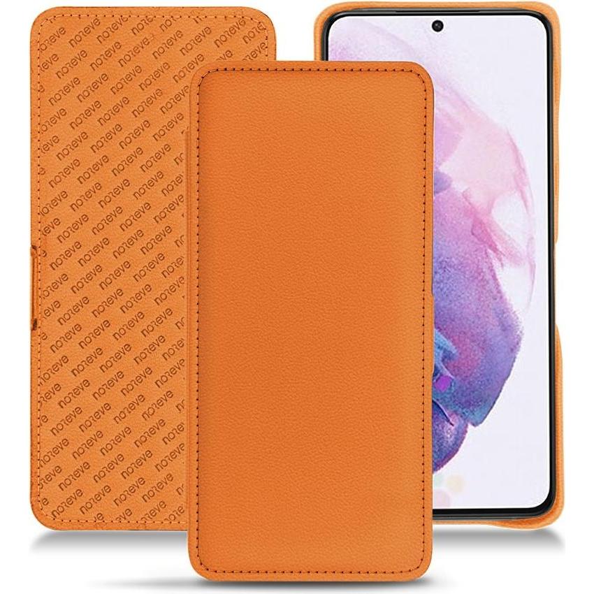 Noreve Lederschutzhülle horizontal (Samsung Galaxy S21), Smartphone Hülle, Orange