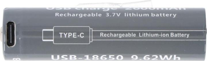 Produktbild AccuCell Rundzelle 18650, Li-ion, 3,7V, 2600mAh, 9,6Wh, mit USB-C Charging Port (1 Stk., 18650, 2600 mAh)
