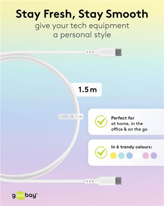 Produktbild Goobay USB-C-Silikonkabel, 1,5 m, gelb (1.50 m, USB 2.0, 60 W)