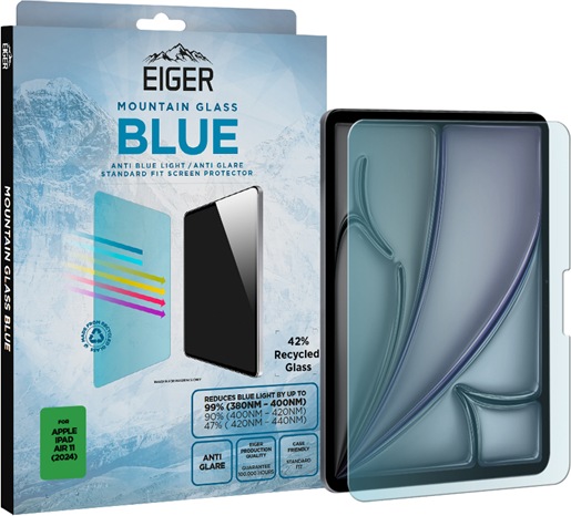 Produktbild Eiger Anti-reflektierendes Glas mit Blaulicht-Filter Full Screen Fit Mountain Blue Tablet Screen P (1 Stück, iPad Air 11 2024 (M2))
