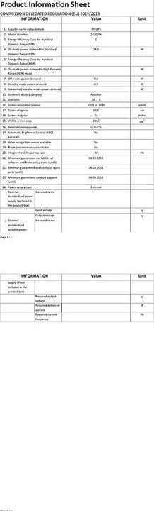 Actual product image Philips 242E2FA/00 (1920 x 1080 pixels, 24")
