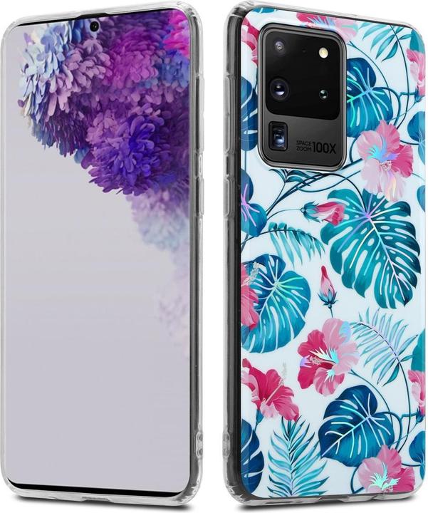 Produktbild Cadorabo IMD TPU Bunte Blumen & Blätter Cover (Samsung Galaxy S20 Ultra)