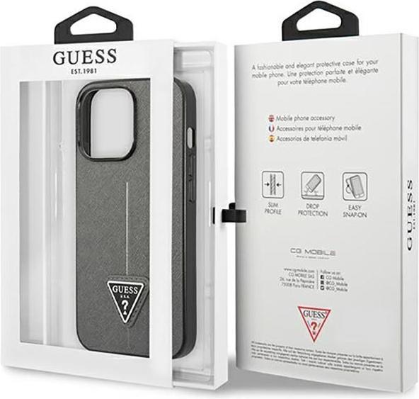Produktbild Guess GUHCP14LPSATLG iPhone 14 Pro 6,1" srebrny/silver hardcase SaffianoTriangle Logo (Apple iPhone 14 Pro)