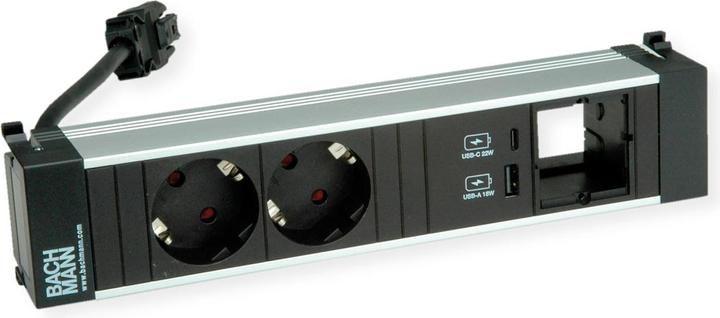 Produktbild Bachmann Power Frame 4-fach 2x Steckdose 1x USB-Charger A/C 1x CM (916.504) (4 x, CEE 7/3, 0.20 m)