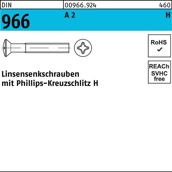 Energy Label Raised countersunk head screw DIN 966 with cross recess PH M 4 x 14 -H A 2 (1000 Screws per piece)