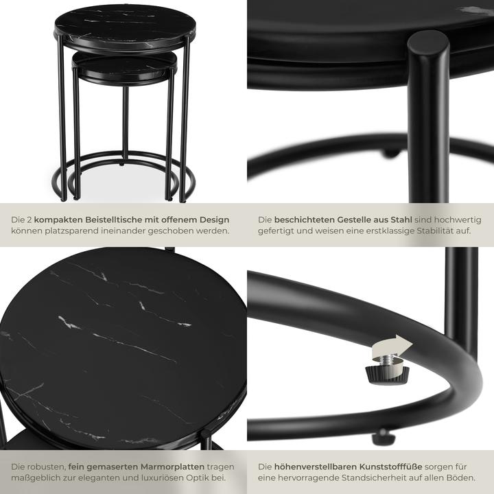 Actual product image tectake Side table Ellsa, marble top, steel frame