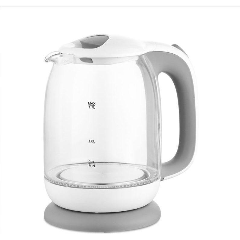Maestro Bianco/Trasparente/Grigio Czajnik Elektryczny Szklany 1 7L 2200W Mr-056-Grey, Bollitore,