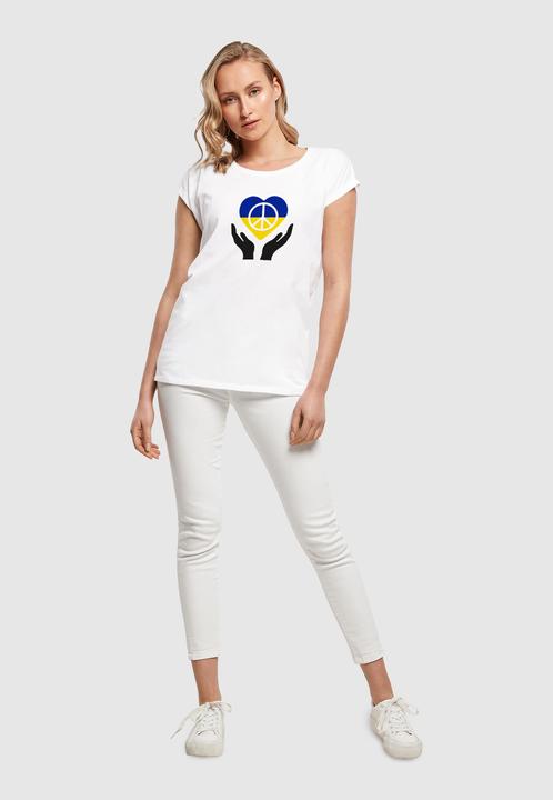 Produktbild Merchcode Ladies Peace - Hand Peace Heart Extended Shoulder T-Shirt - 161423 (S)