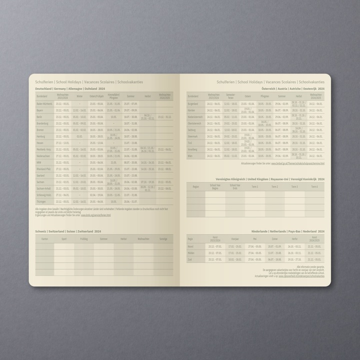 Valeurs nutritives et ingrédients Sigel Calendrier semainier 2024 C2419 black, 2S/1W, HC, A5 (A5, Couverture rigide, Allemand)
