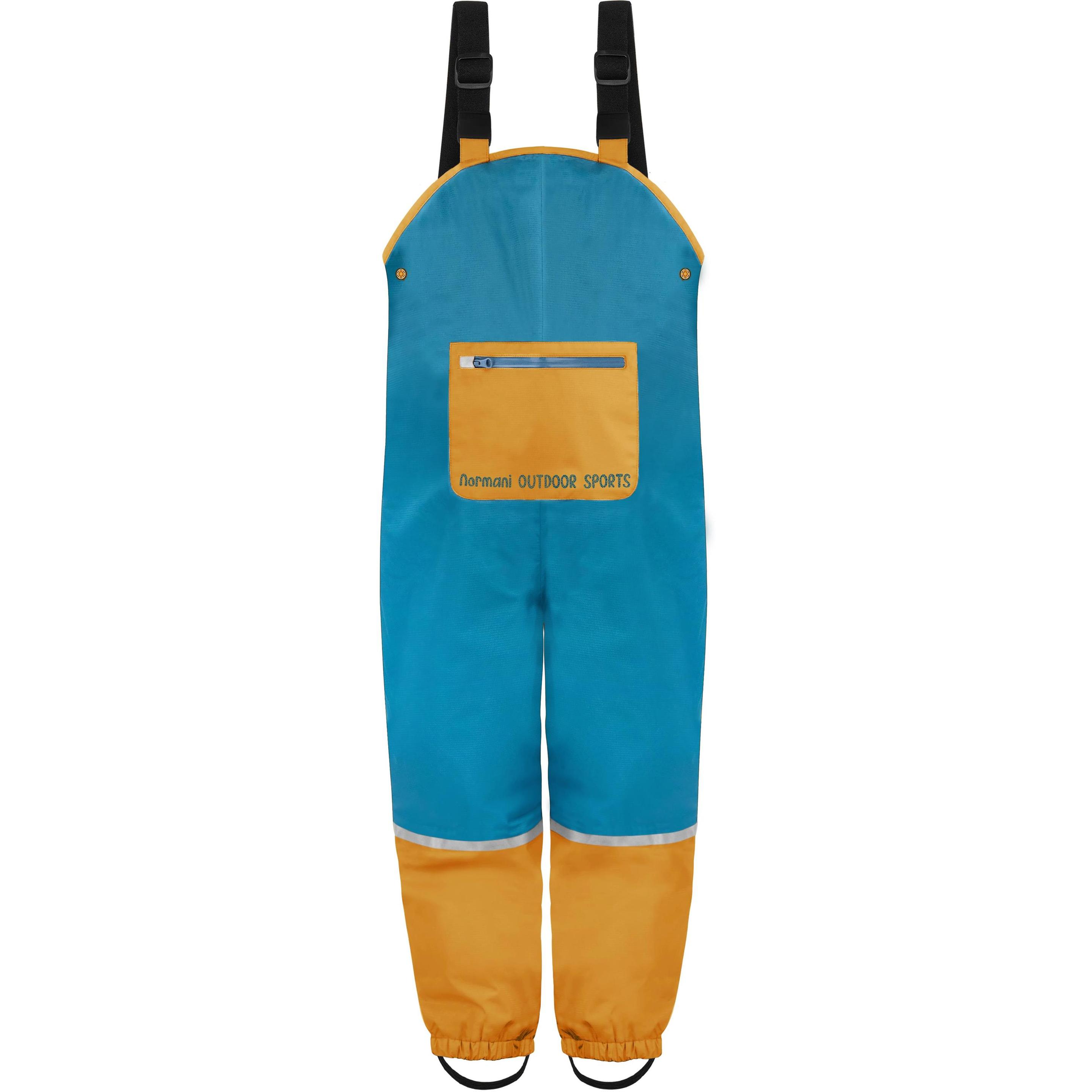 Normani, Herren, Outdoorhose, Kinder Regenhose mit Hosenträgern „Twisp“ - 9659 (134), Blau, 134