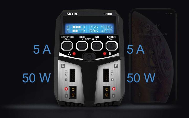 Actual product image SkyRC Dual charger T100 (100 W, 2 ports)
