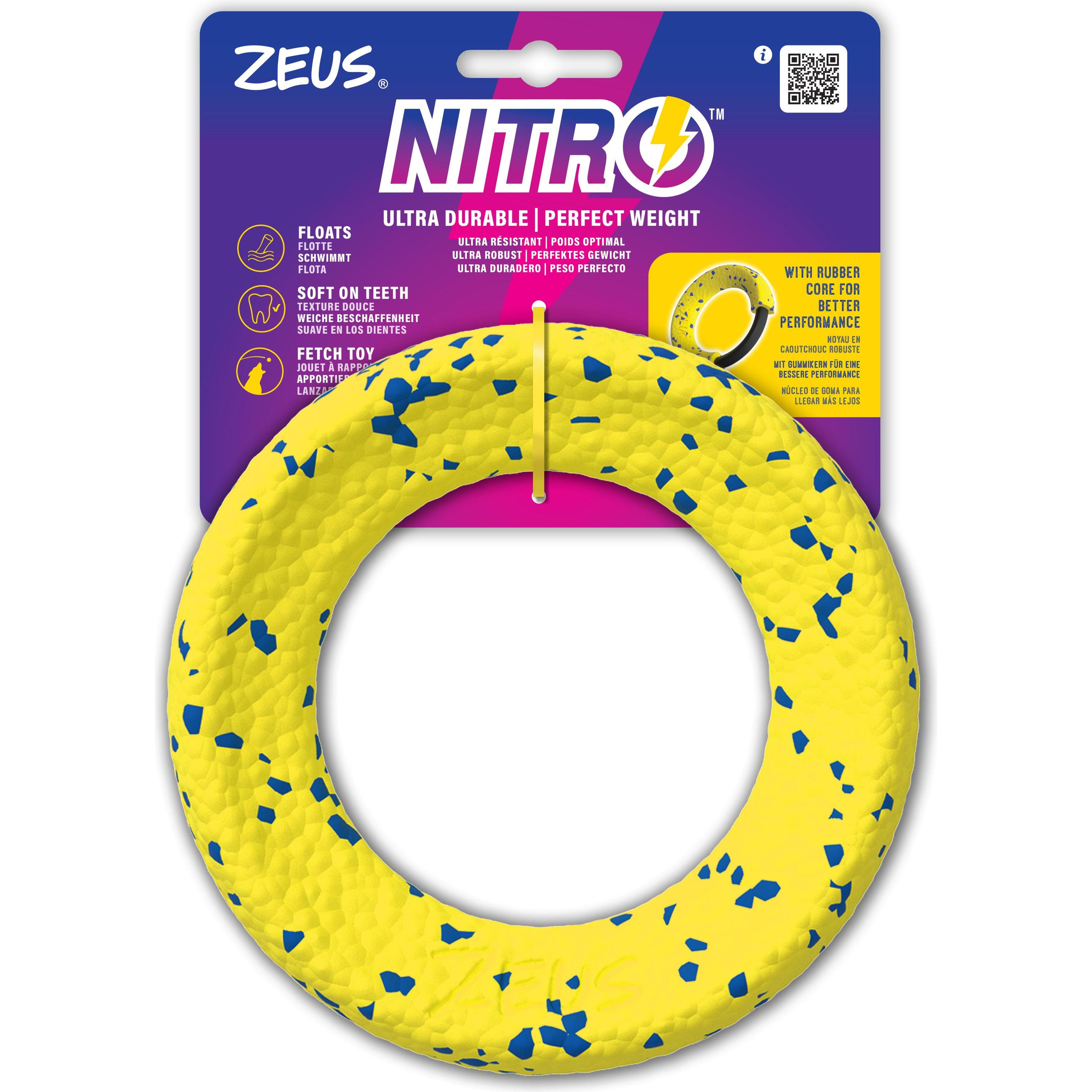 Meilleurs prix pour Zeus Nitro - Weighted Ring - Yellow and Blue - Ø16cm, Jouets pour chien