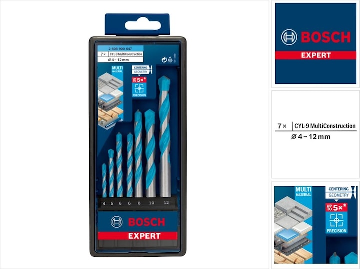 Image du produit Bosch Professional Zubehör EXPERT MultiConstruction CYL-9 Jeu de forets 4/5/6/6/8/10/12 mm, 7 pcs. (4 - 12)