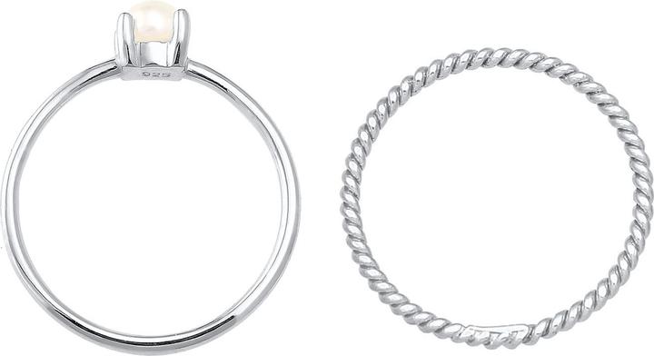 Immagine prodotto Elli Anello PREMIUM Set di anelli con perle ritorte in argento 925 (56, 925 Argento)