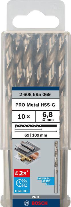 Produktbild Bosch Professional Zubehör PRO Metal HSS-G Spiralbohrer, 6,8 x 69 x 109 mm (6.8 mm)