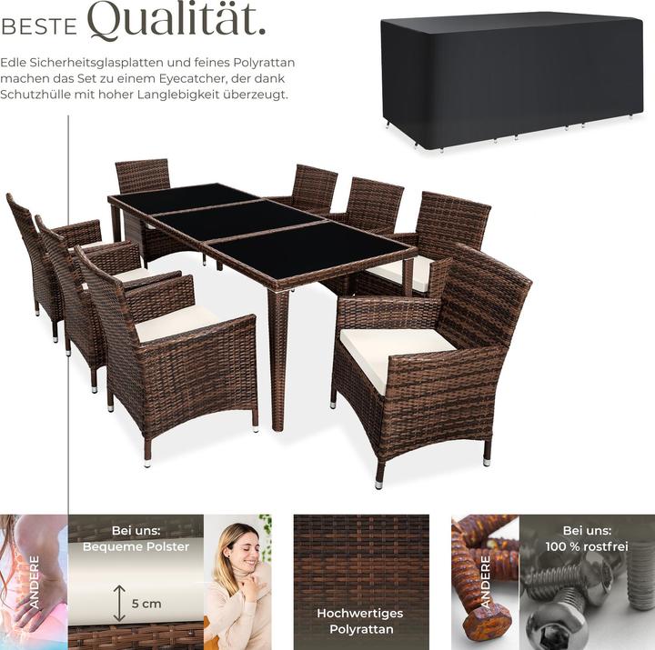Produktbild tectake Rattan Sitzgruppe Monaco mit Schutzhülle