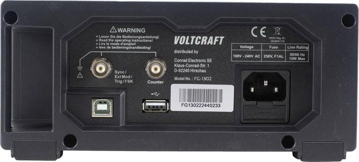 Produktbild Voltcraft FG-1302 Funktionsgenerator netzbetrieben 1 µHz - 30MHz 2-Kanal Arbiträr