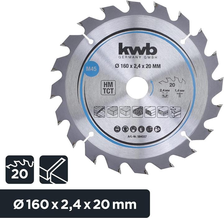 Produktbild kwb Kreissägeblatt HM Mittel Ø 160x20 Z20