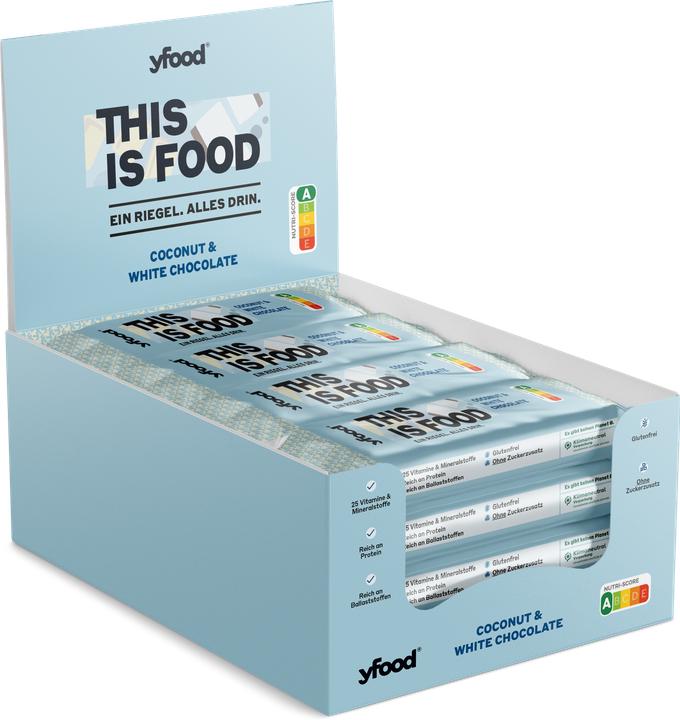 Image du produit YFood Barre Classique Noix de Coco & Chocolat Blanc (60g) (Chocolat blanc, Noix de coco, 1 pcs, 60 g)