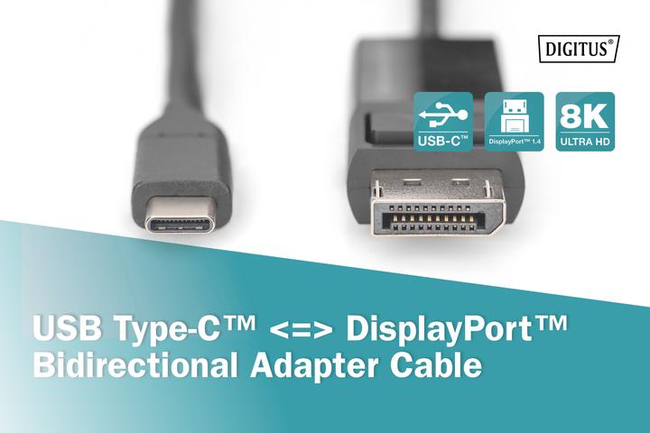 Produktbild Digitus DisplayPort — USB Typ C (2 m, DisplayPort, 1.4)